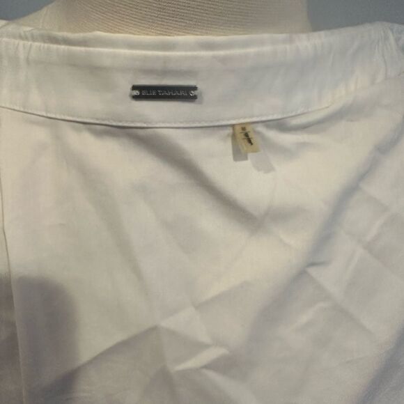 Elie Tahari Women’s White Sleeveless Button Down Blouse with Fringes Size Medium - Picture 6 of 11